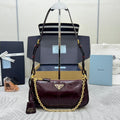 PRADA 25S RE-EDITION 2002 MEDIUM SHOULDER BAG 26 IN BURGUNDY CALFSKIN GOLD HARDWARE