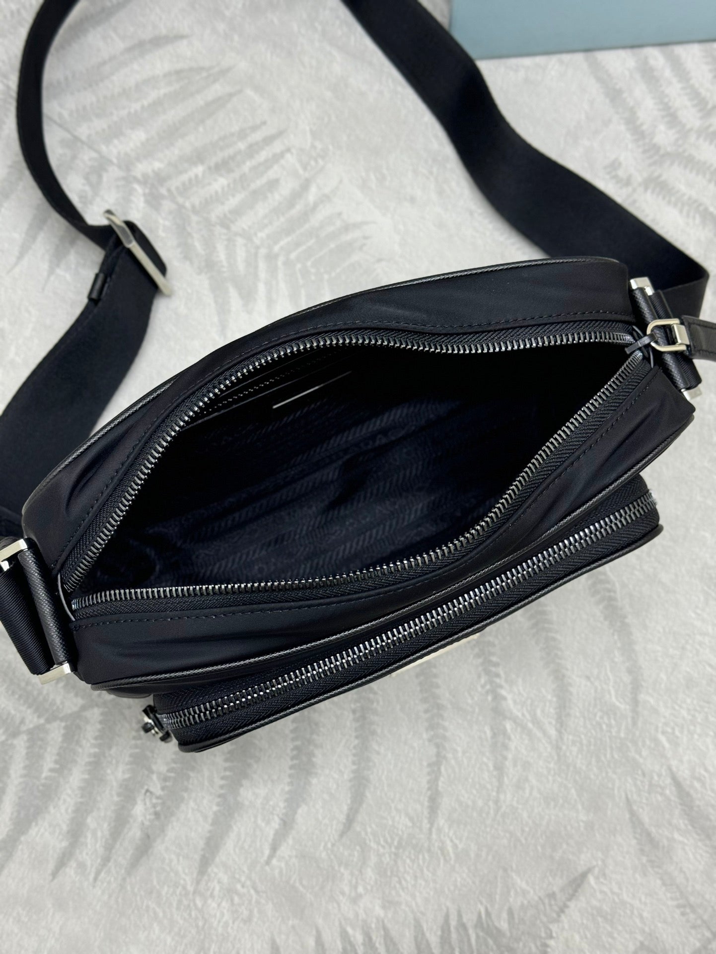 PRADA 25S SHOULDER BAG 24 IN BLACK RE-NYLON SILVER HARDWARE