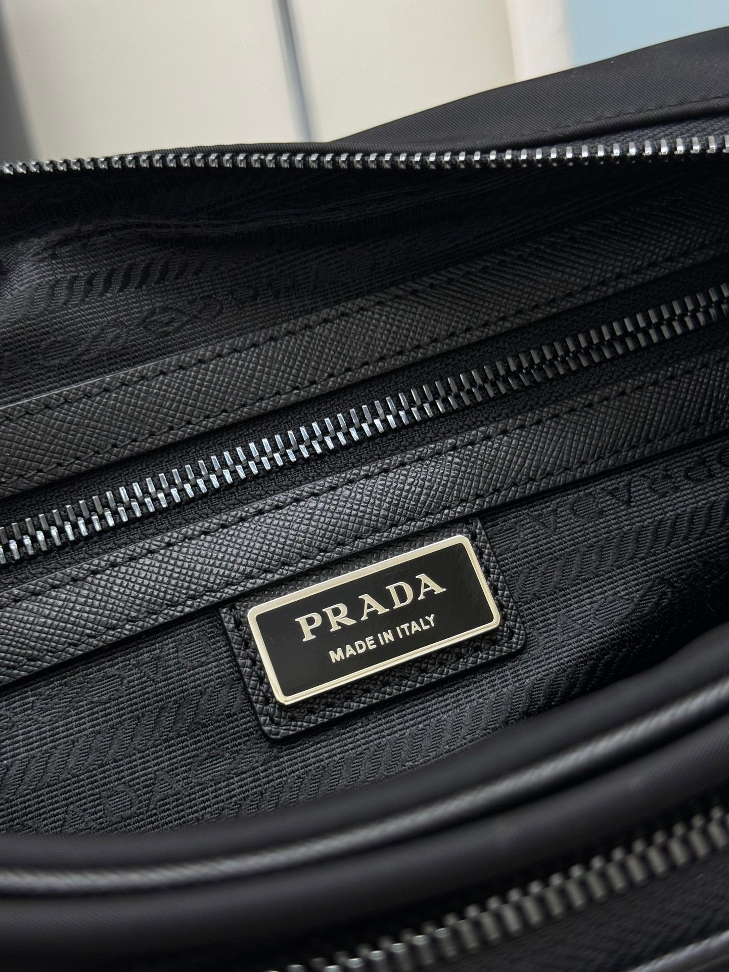 PRADA 25S SHOULDER BAG 24 IN BLACK RE-NYLON SILVER HARDWARE
