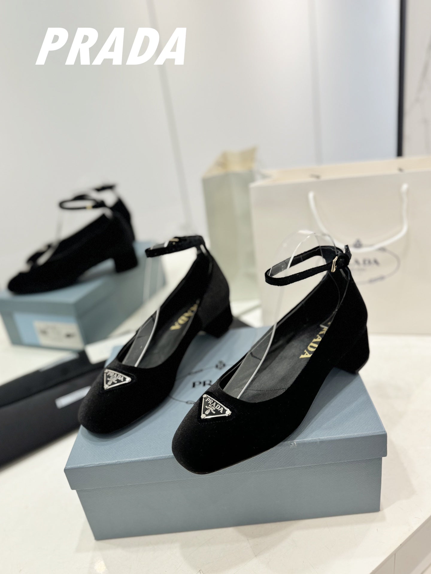 PRA NAPPA MARY JANE PUMPS BLACK SATIN