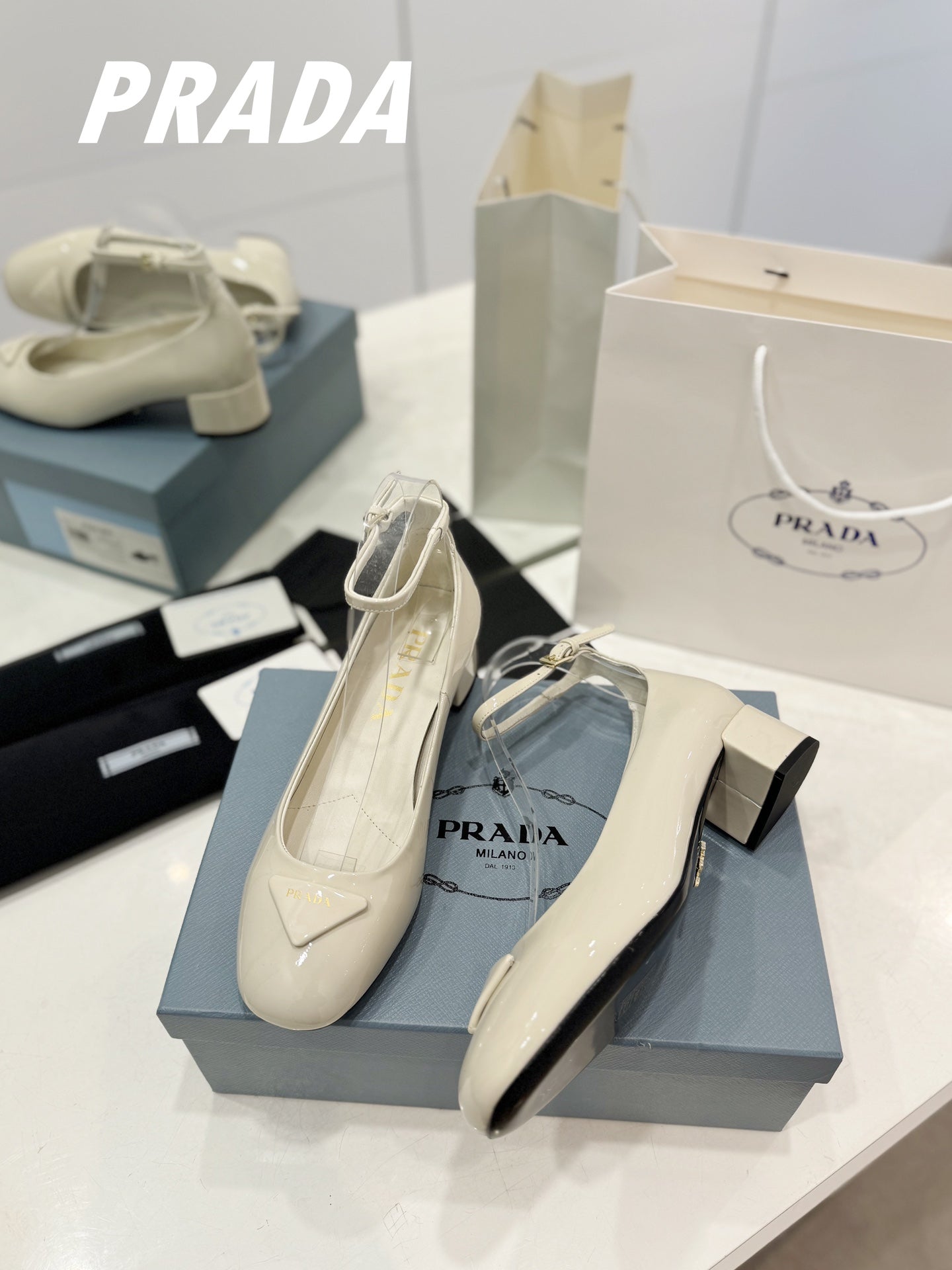 PRA NAPPA MARY JANE PUMPS CREAMY WHITE LAMBSKIN