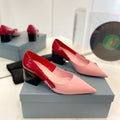 PRA MID - HEELS RED AND LIGHT PINK LAMBSKIN WITH BOW