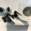 PRA MID - HEELS WHITE AND BLACK LAMBSKIN WITH BOW