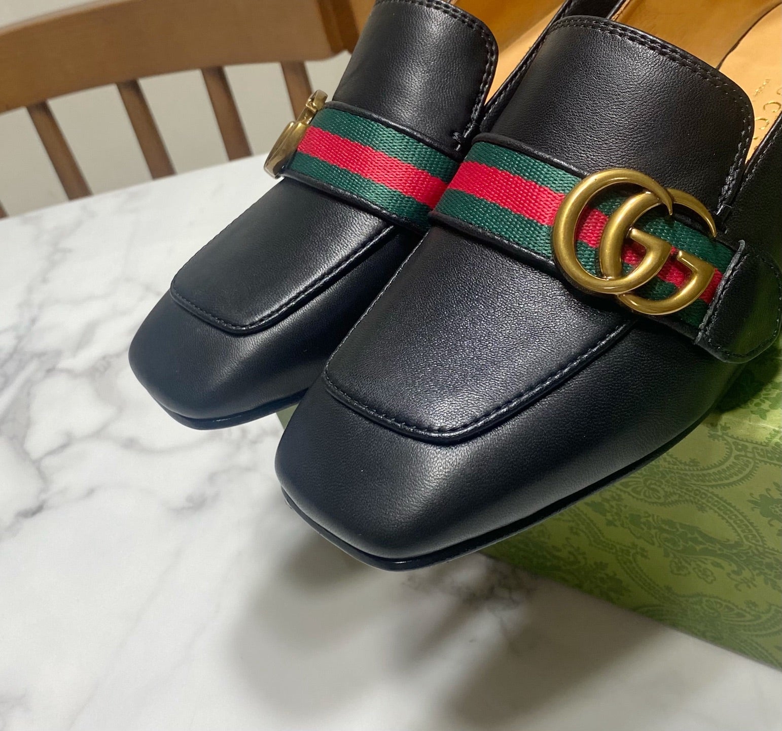 GG LOAFER 35 CM IN BLACK CALFSKIN GOLD HARDWARE