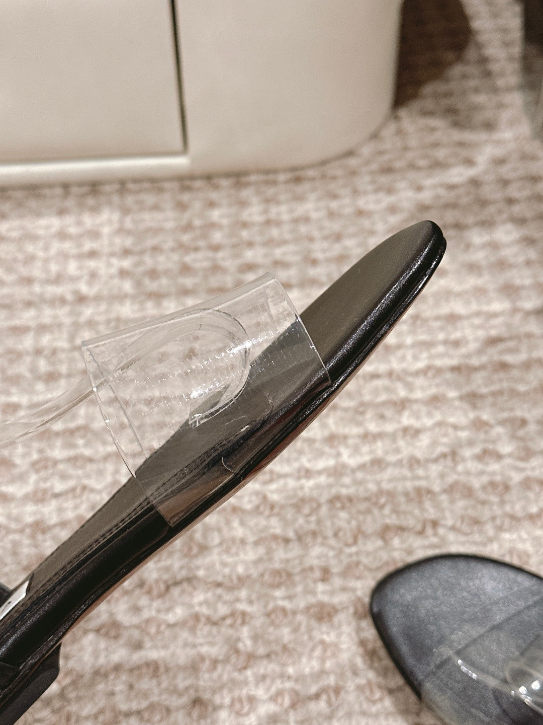 ALAIA SANDAL IN BLACK CALFSKN AND FILM WITH CRYSTAL