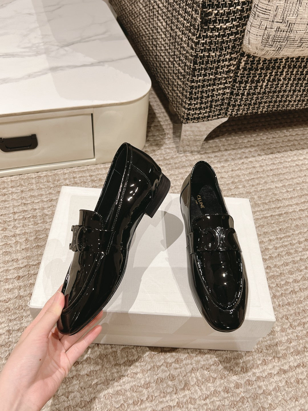 TRIOMPHE LOAFER IN BLACK PATENT CALFSKIN