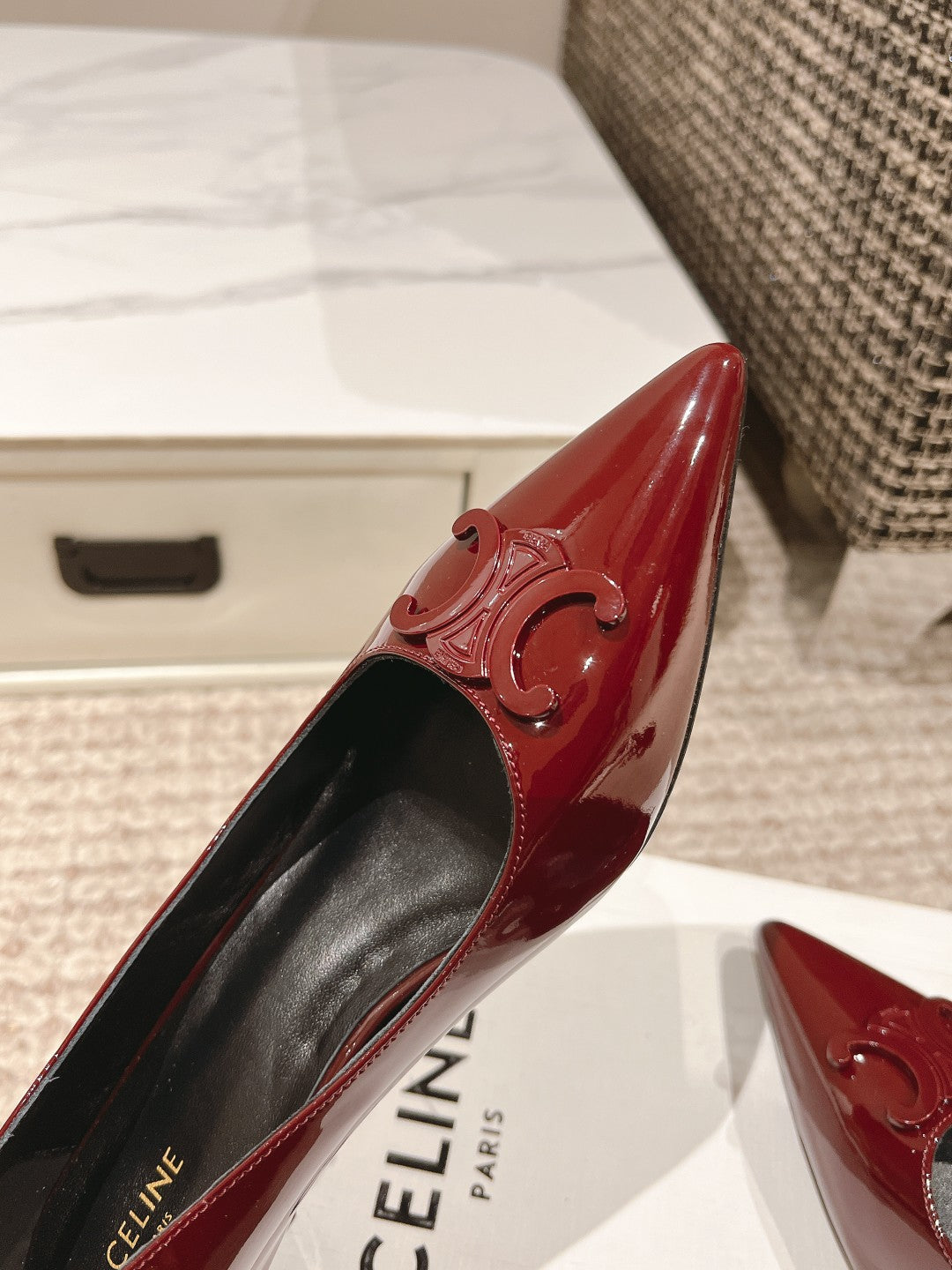 HIGH PUMP 5 CM IN RUBY RED PATENT CALFSKIN
