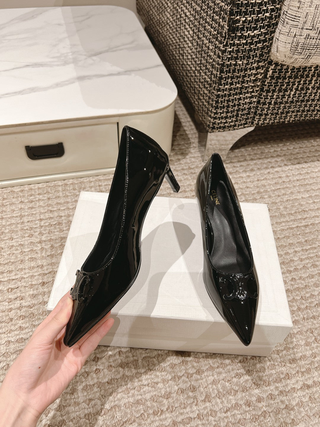 HIGH PUMP 5 CM IN BLACK PATENT CALFSKIN