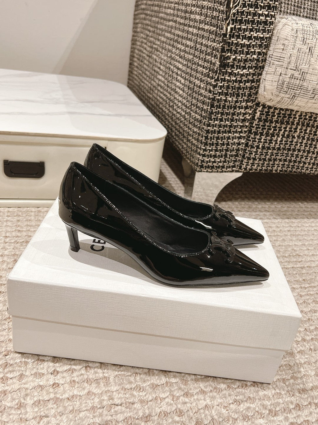 HIGH PUMP 5 CM IN BLACK PATENT CALFSKIN