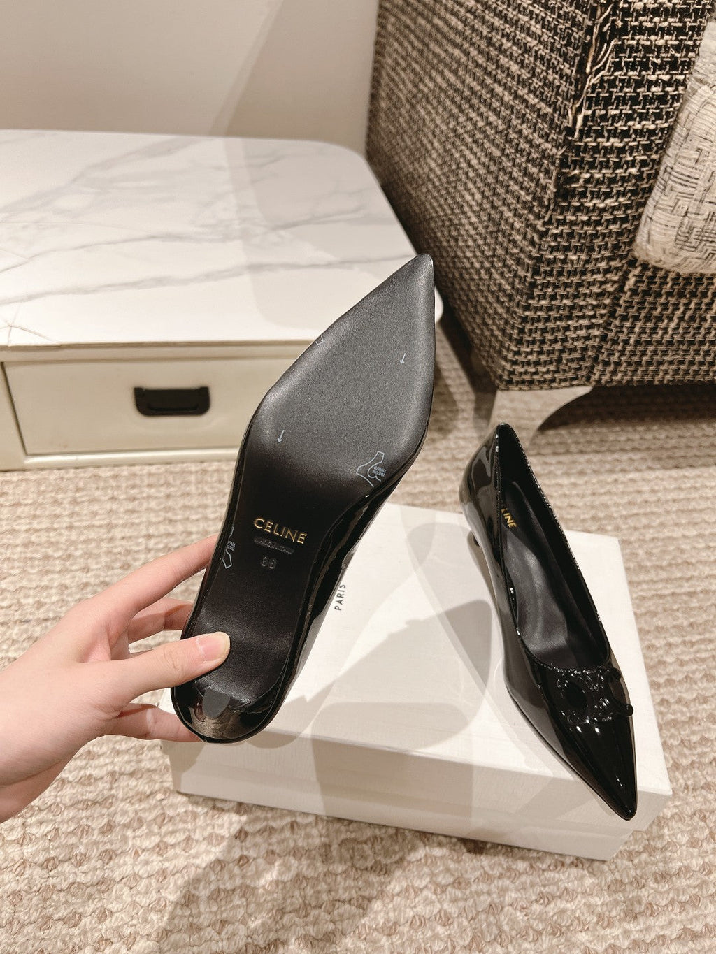 HIGH PUMP 5 CM IN BLACK PATENT CALFSKIN