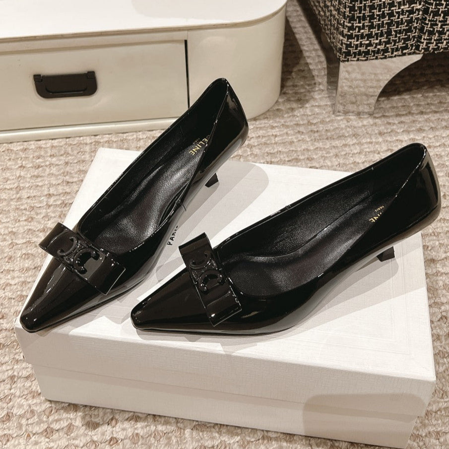 TRIOMPHE HIGH PUMP 5 CM IN BLACK PATENT CALFSKIN