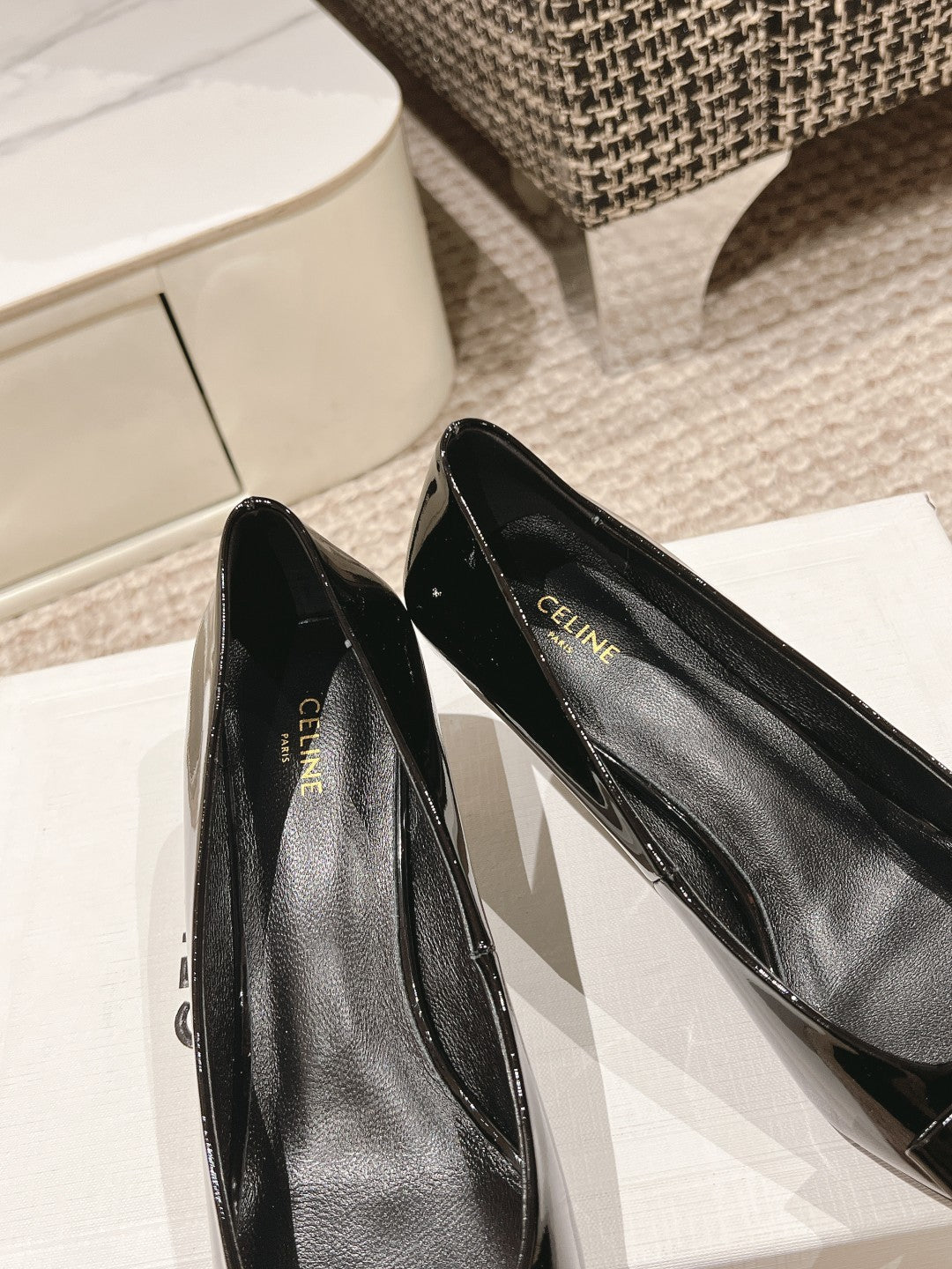 TRIOMPHE HIGH PUMP 5 CM IN BLACK PATENT CALFSKIN