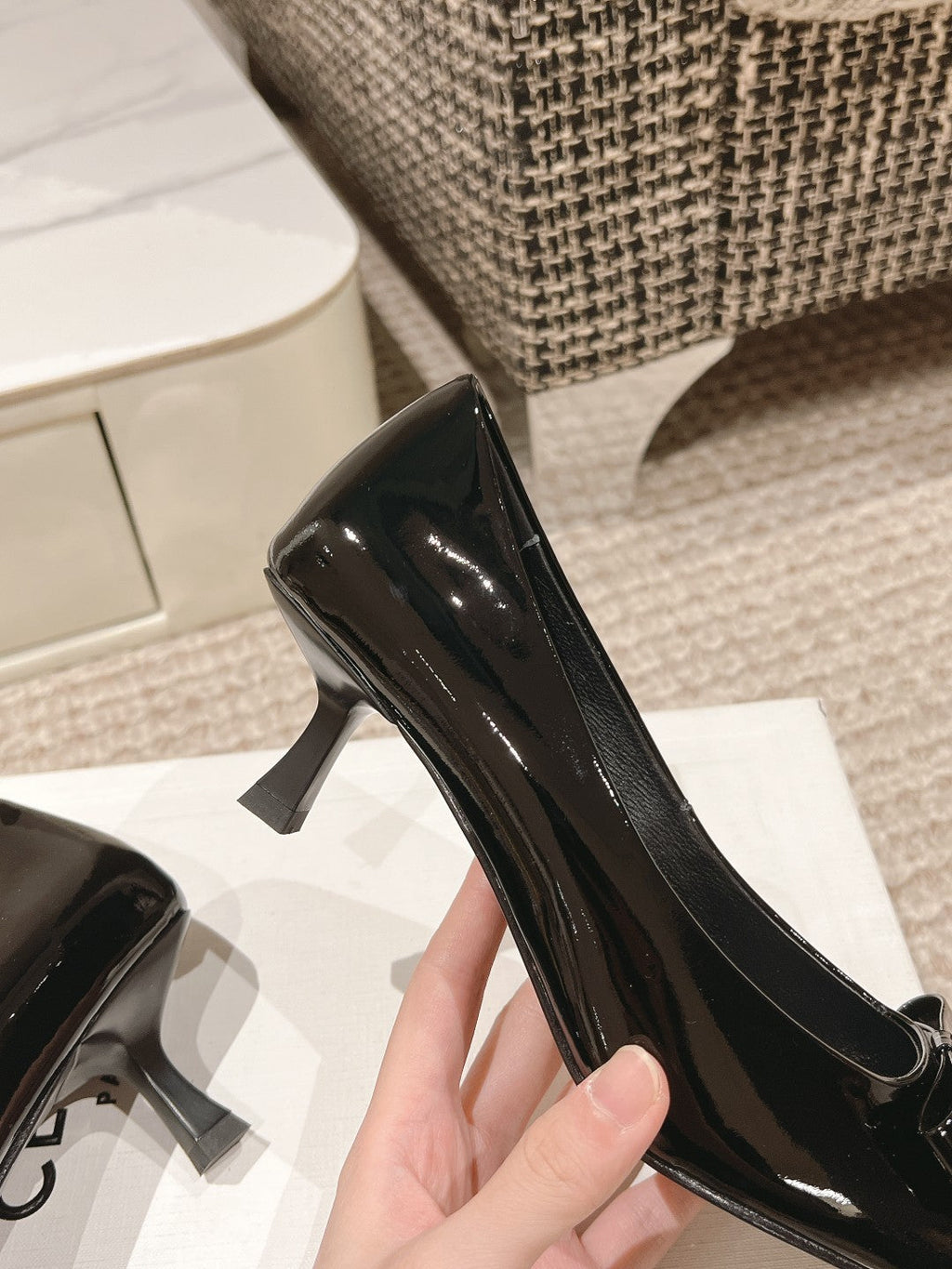 TRIOMPHE HIGH PUMP 5 CM IN BLACK PATENT CALFSKIN