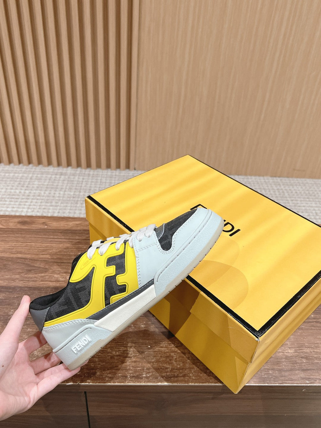 FENDI MATCH TRAINER IN MULTICOLOR CALFSKIN AND HIGH-DENSIITY FABRIC
