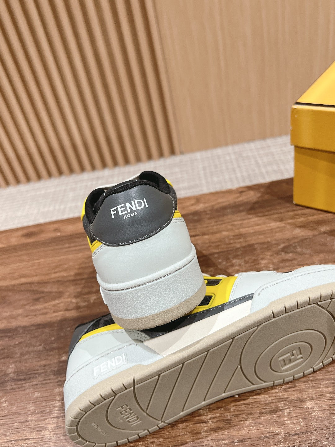 FENDI MATCH TRAINER IN MULTICOLOR CALFSKIN AND HIGH-DENSIITY FABRIC