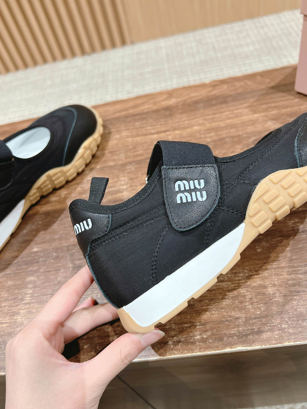 BALLET SHOES IN BLACK LAMBSKIN AND FABRIC ANTI-SLIP RUBBER SOLE