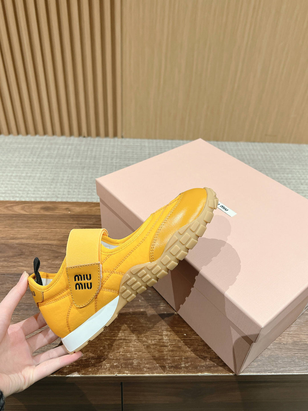 BALLET SHOES IN YELLOW LAMBSKIN AND FABRIC ANTI-SLIP RUBBER SOLE