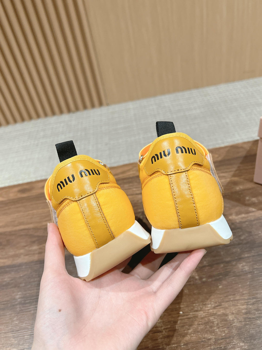 BALLET SHOES IN YELLOW LAMBSKIN AND FABRIC ANTI-SLIP RUBBER SOLE