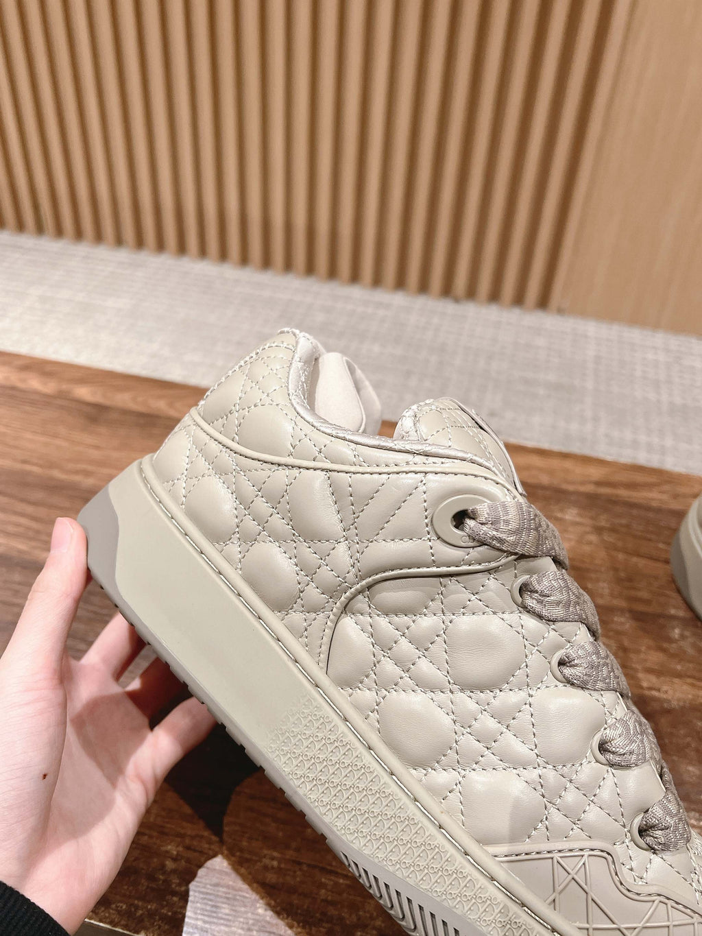 BY ERL B9S SKATER SNEAKER IN PARCHMENT BEIGE CANNAGE LAMBSKIN