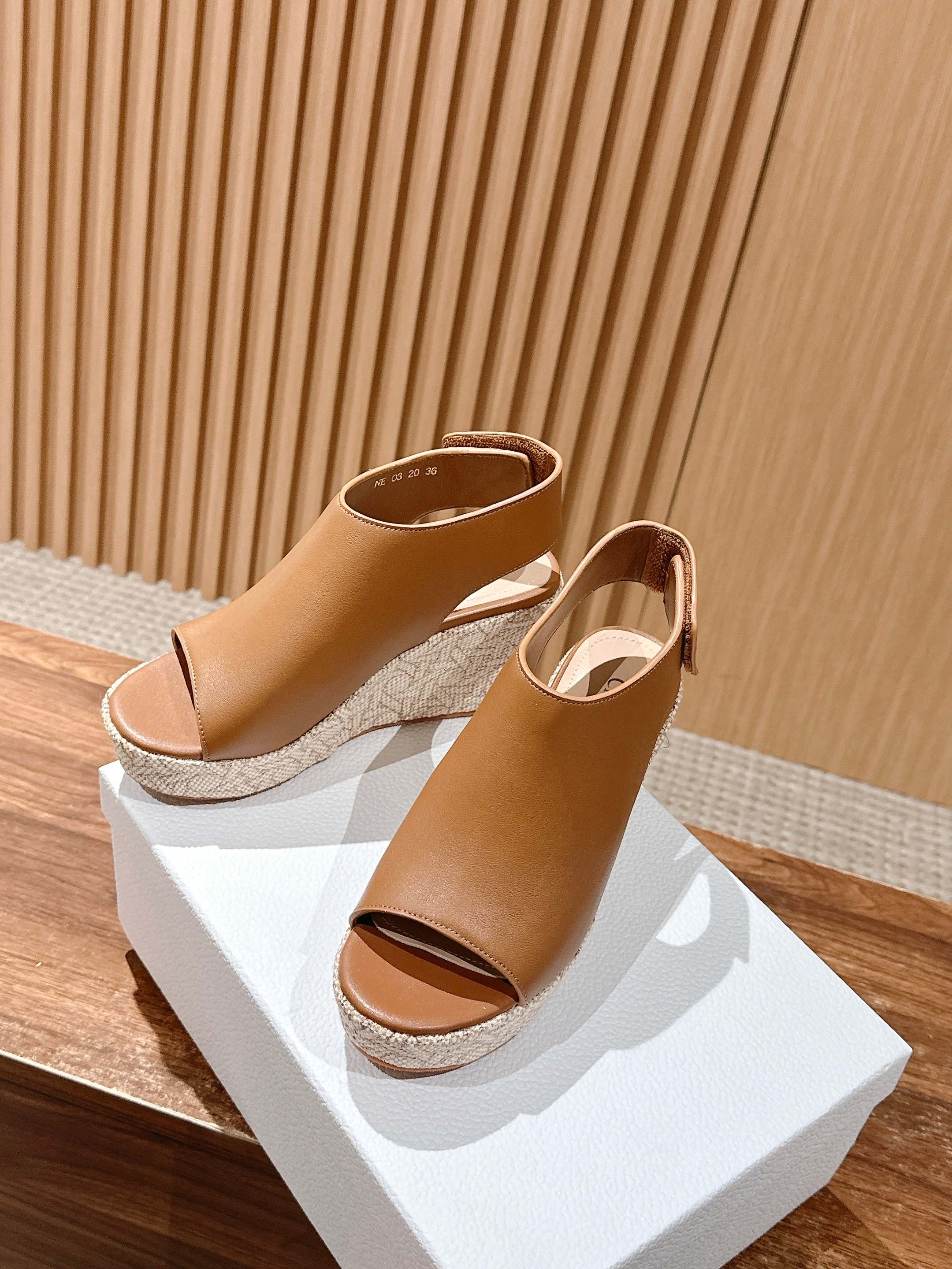 ATTITUDE WEDGE HIGH SLINGBACK 90MM IN BROWN CALFSKIN CANVAS SOLE