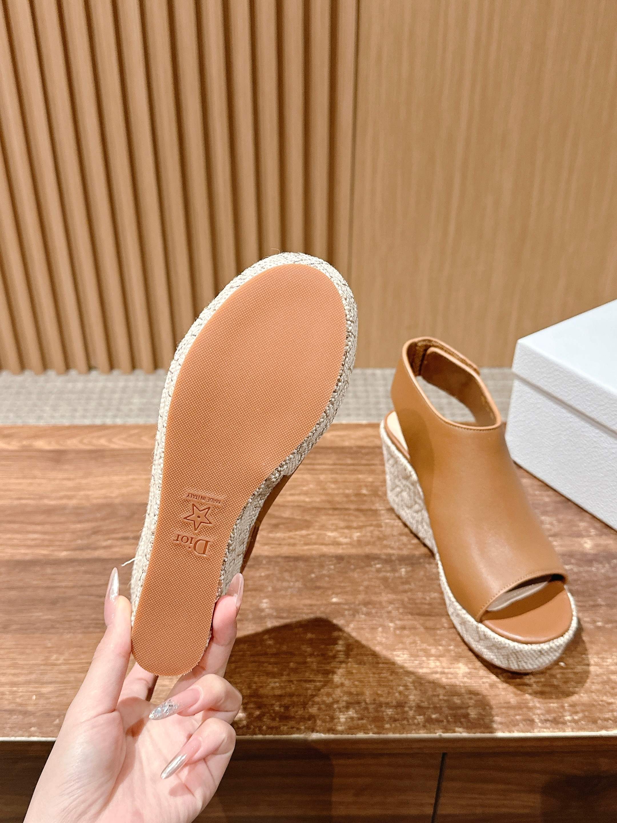 ATTITUDE WEDGE HIGH SLINGBACK 90MM IN BROWN CALFSKIN CANVAS SOLE