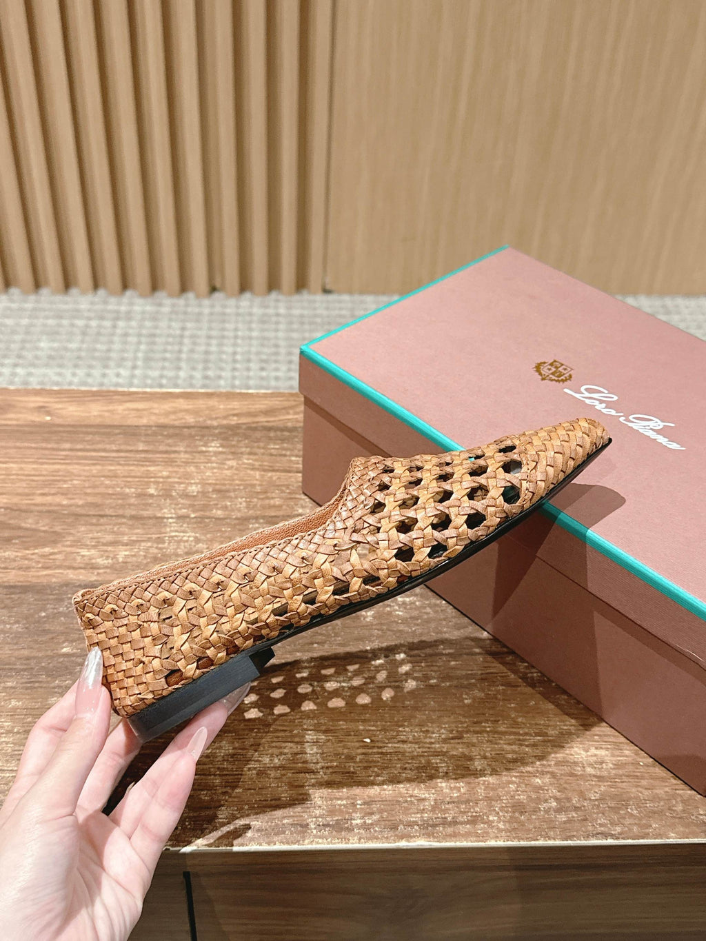 LP POINTED-TOE BALLET FLATS 25S IN LIGHT BROWN LAMBSKIN