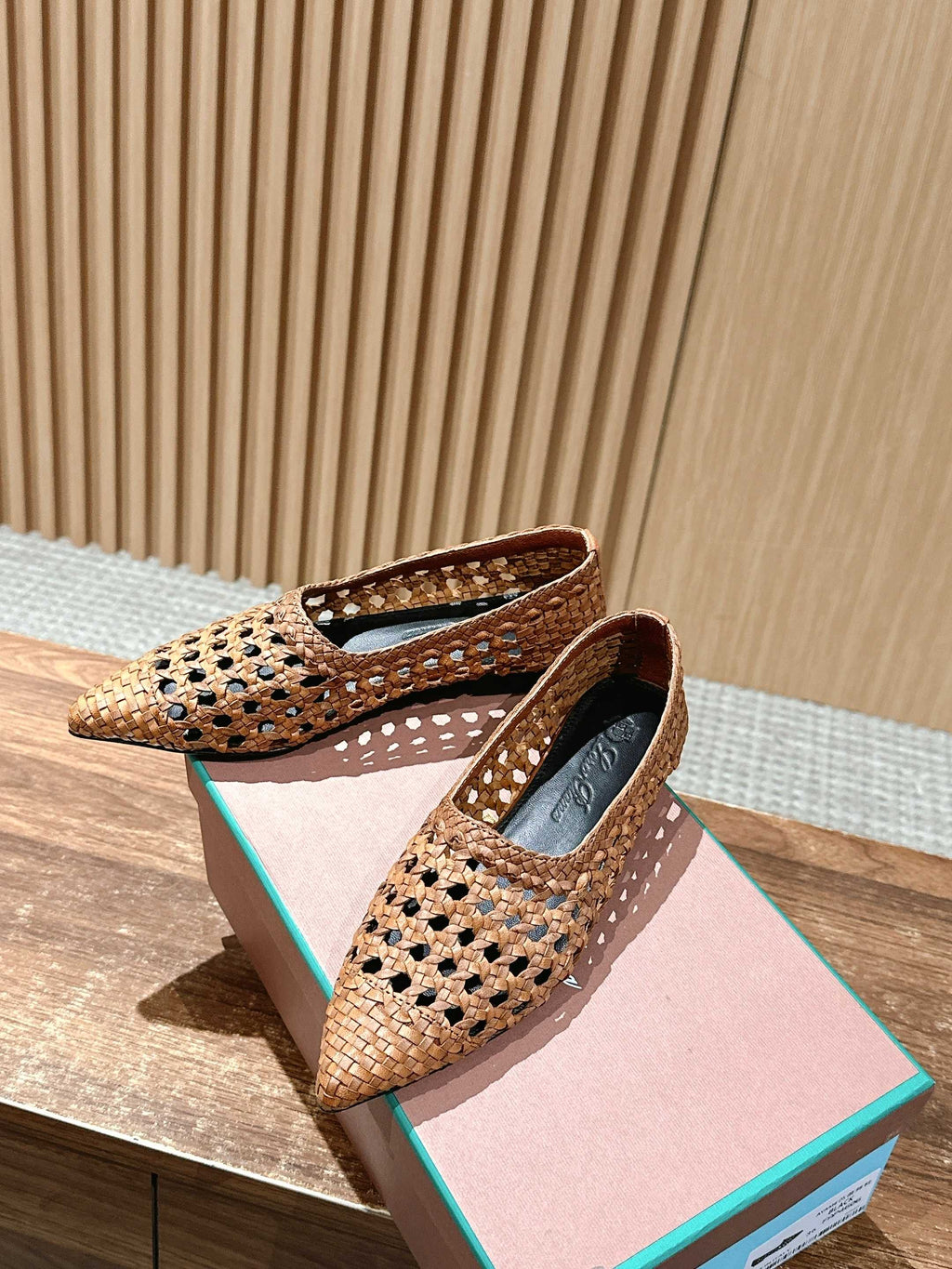 LP POINTED-TOE BALLET FLATS 25S IN LIGHT BROWN LAMBSKIN