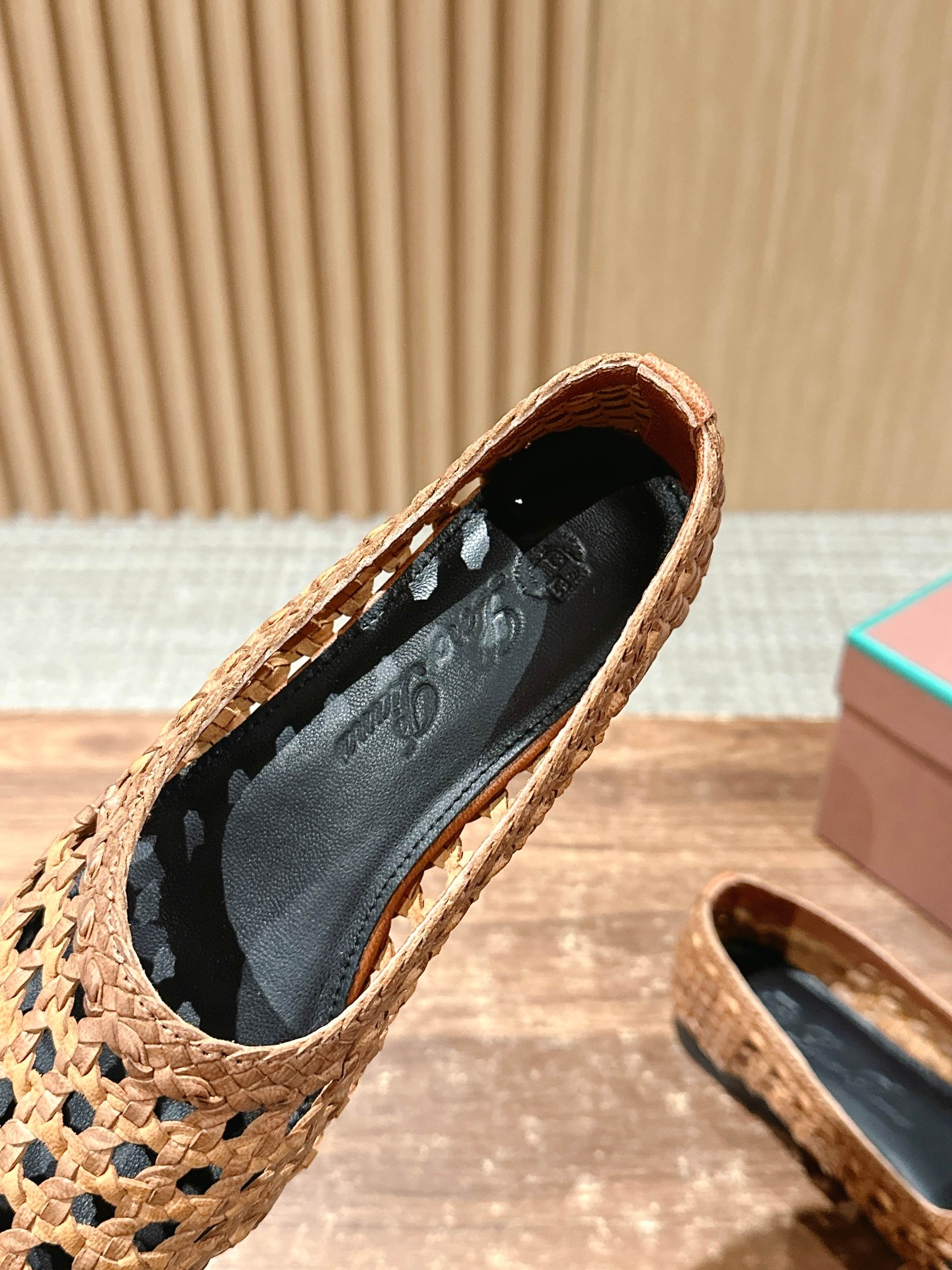 LP POINTED-TOE BALLET FLATS 25S IN LIGHT BROWN LAMBSKIN