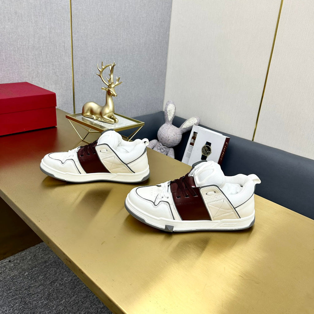 One Stud Sneaker Garavani Calfskin Fabric Burgundy White