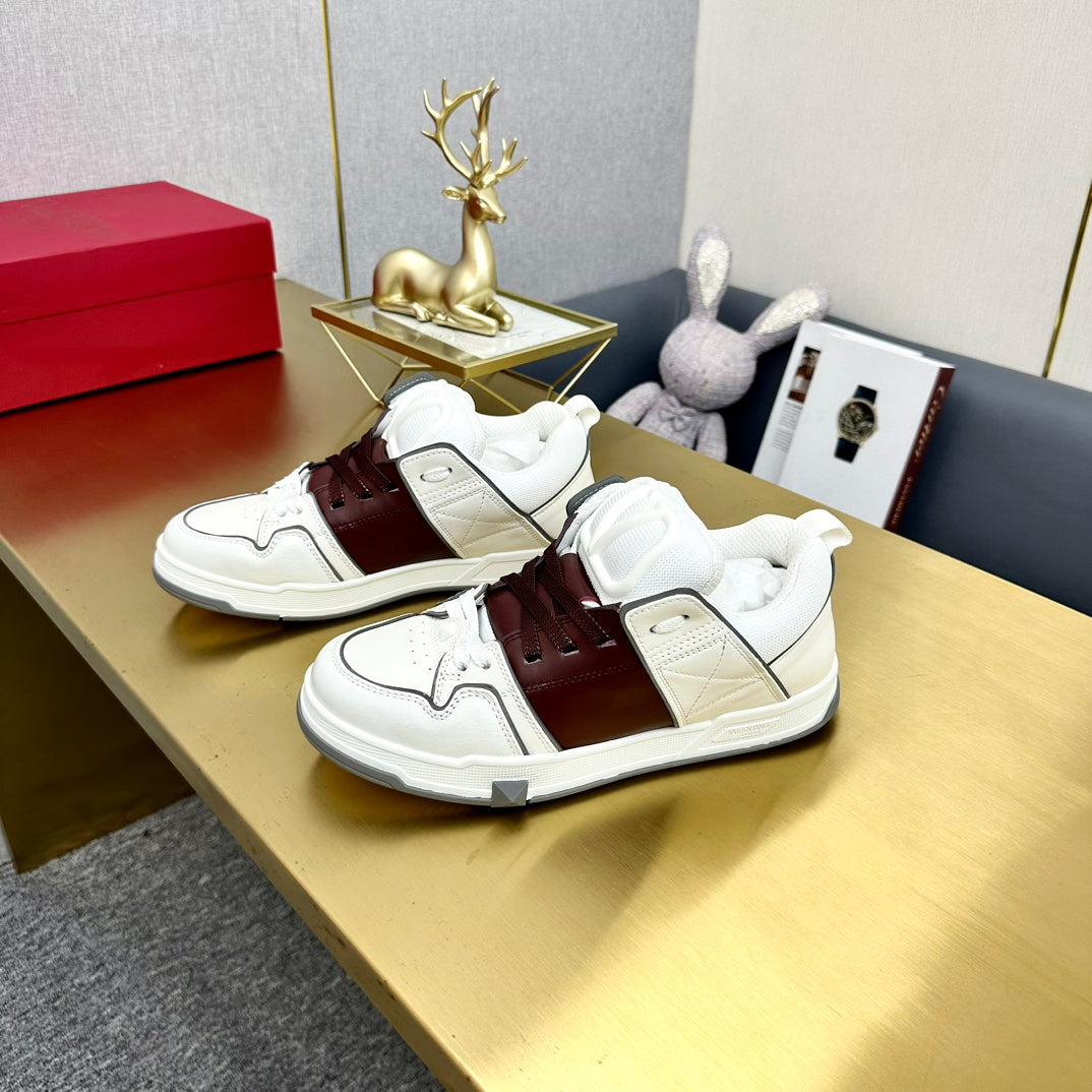 One Stud Sneaker Garavani Calfskin Fabric Burgundy White