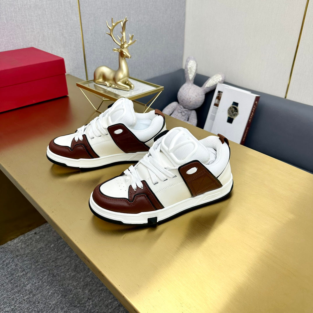 One Stud Sneaker Garavani Burgundy Calfskin White Fabric