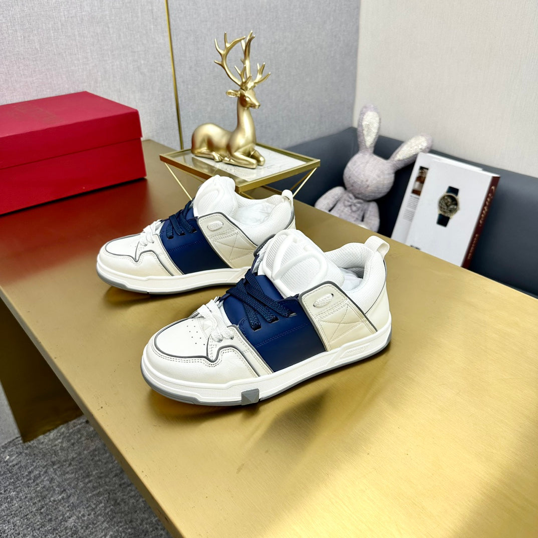 One Stud Sneaker Garavani Calfskin Fabric Blue White