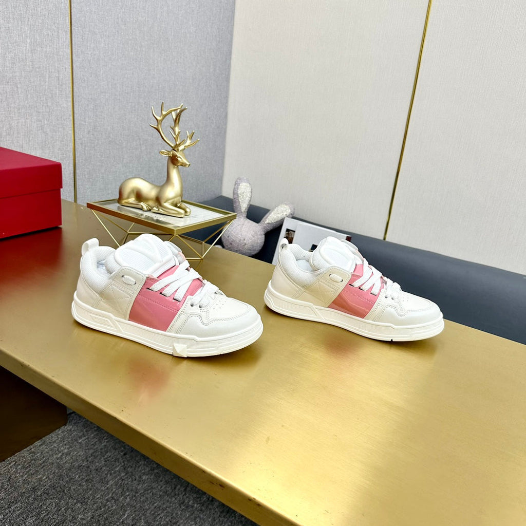 One Stud Sneaker Garavani Calfskin Fabric Light Pink White