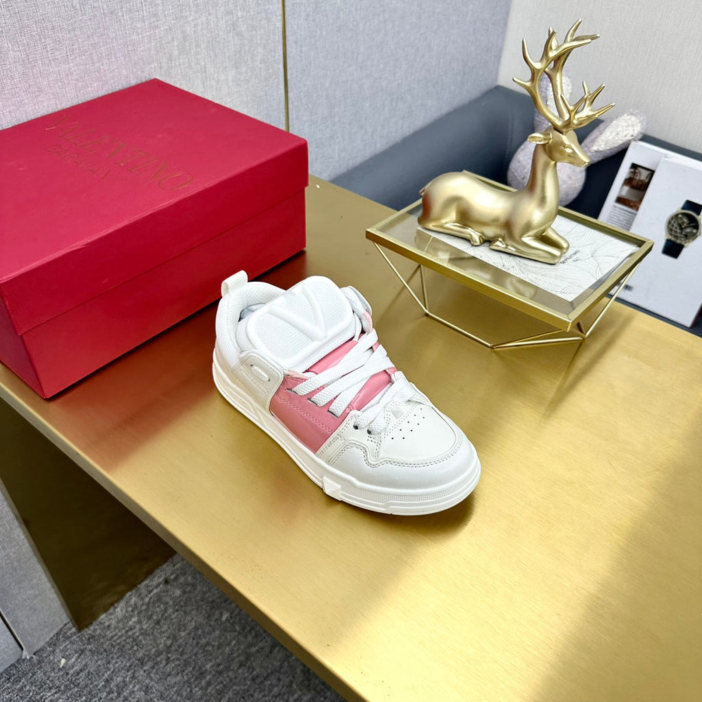 One Stud Sneaker Garavani Calfskin Fabric Light Pink White