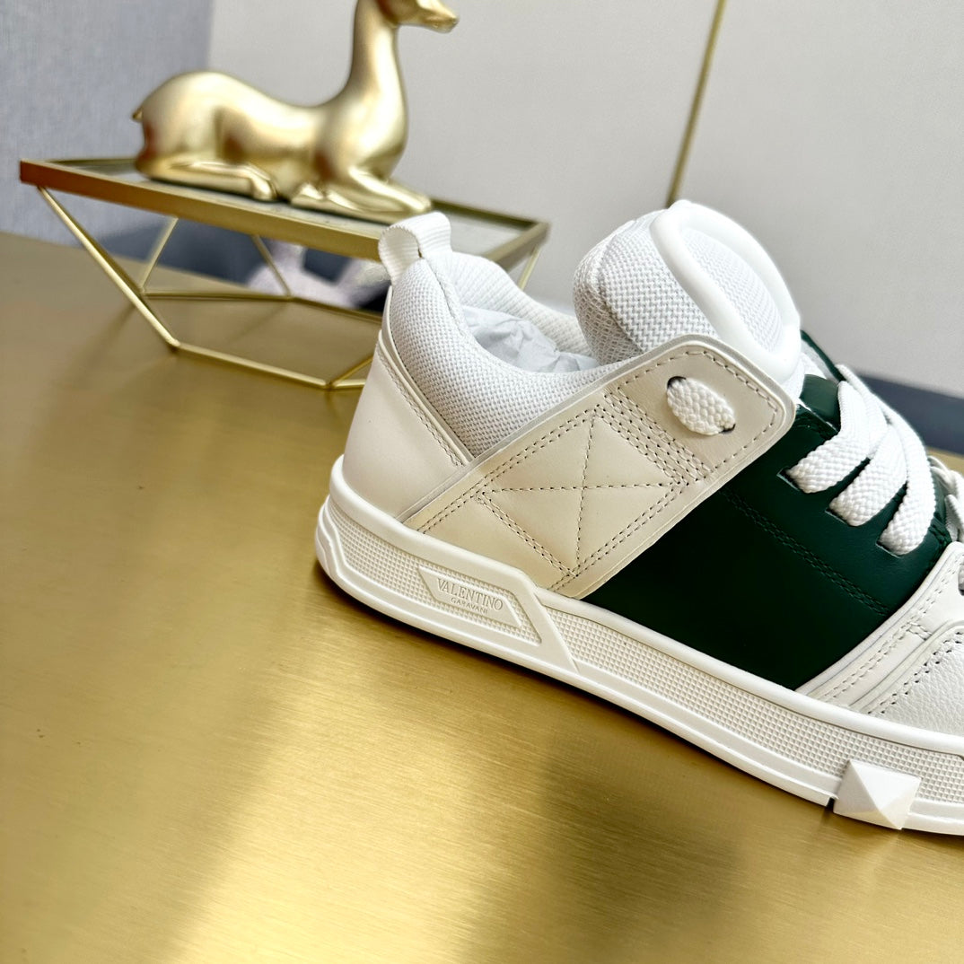 One Stud Sneaker Garavani Calfskin Fabric Dark Green White