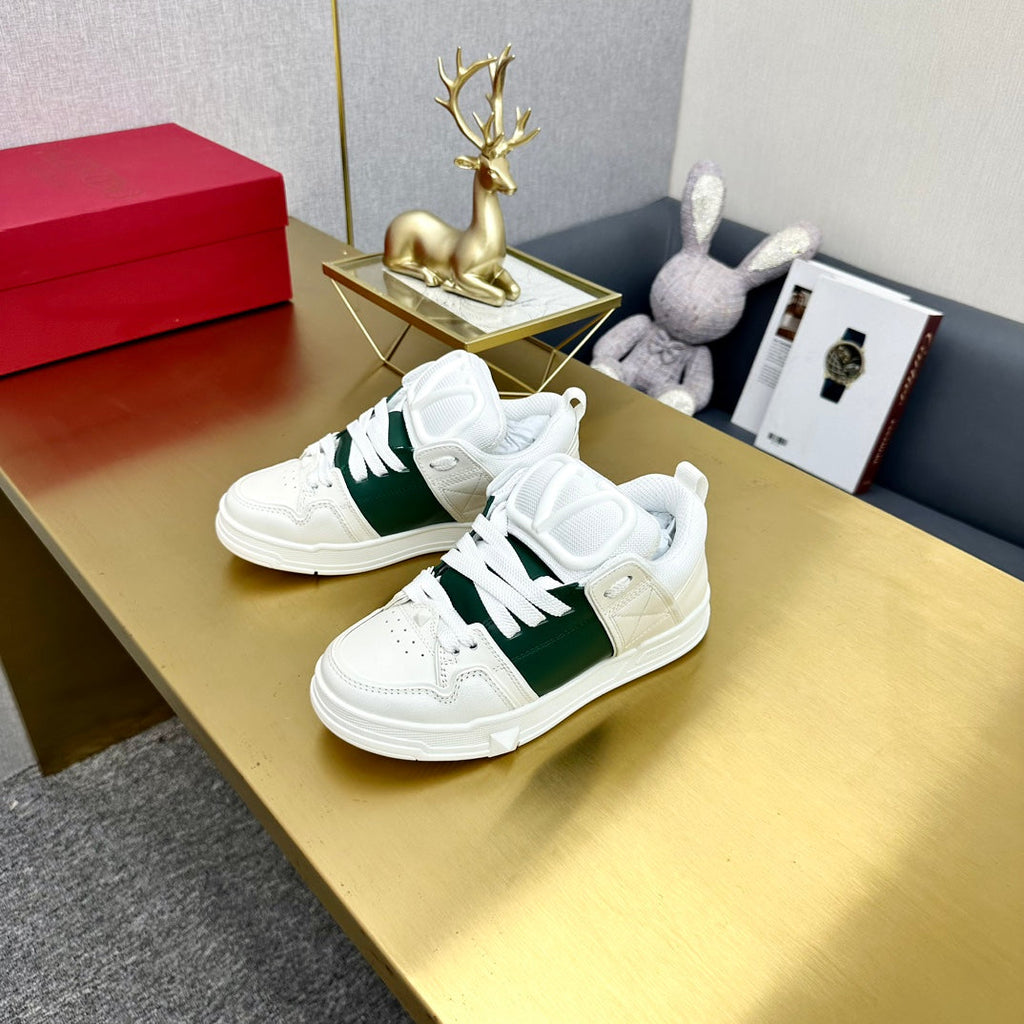 One Stud Sneaker Garavani Calfskin Fabric Dark Green White