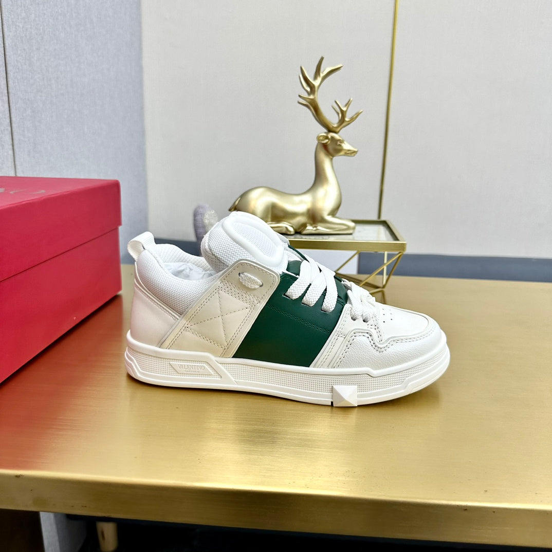 One Stud Sneaker Garavani Calfskin Fabric Dark Green White