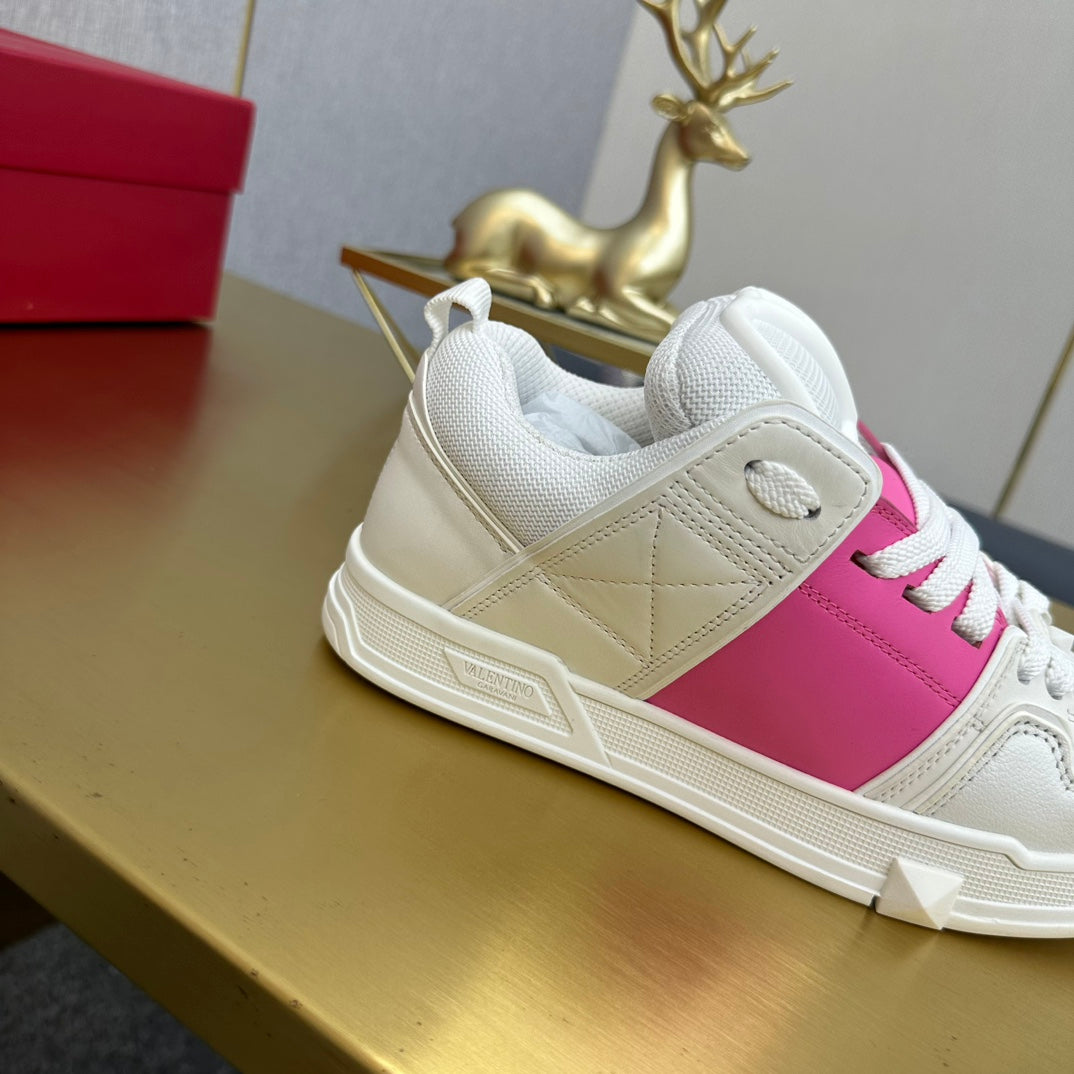 One Stud Sneaker Garavani Calfskin Fabric Pink White