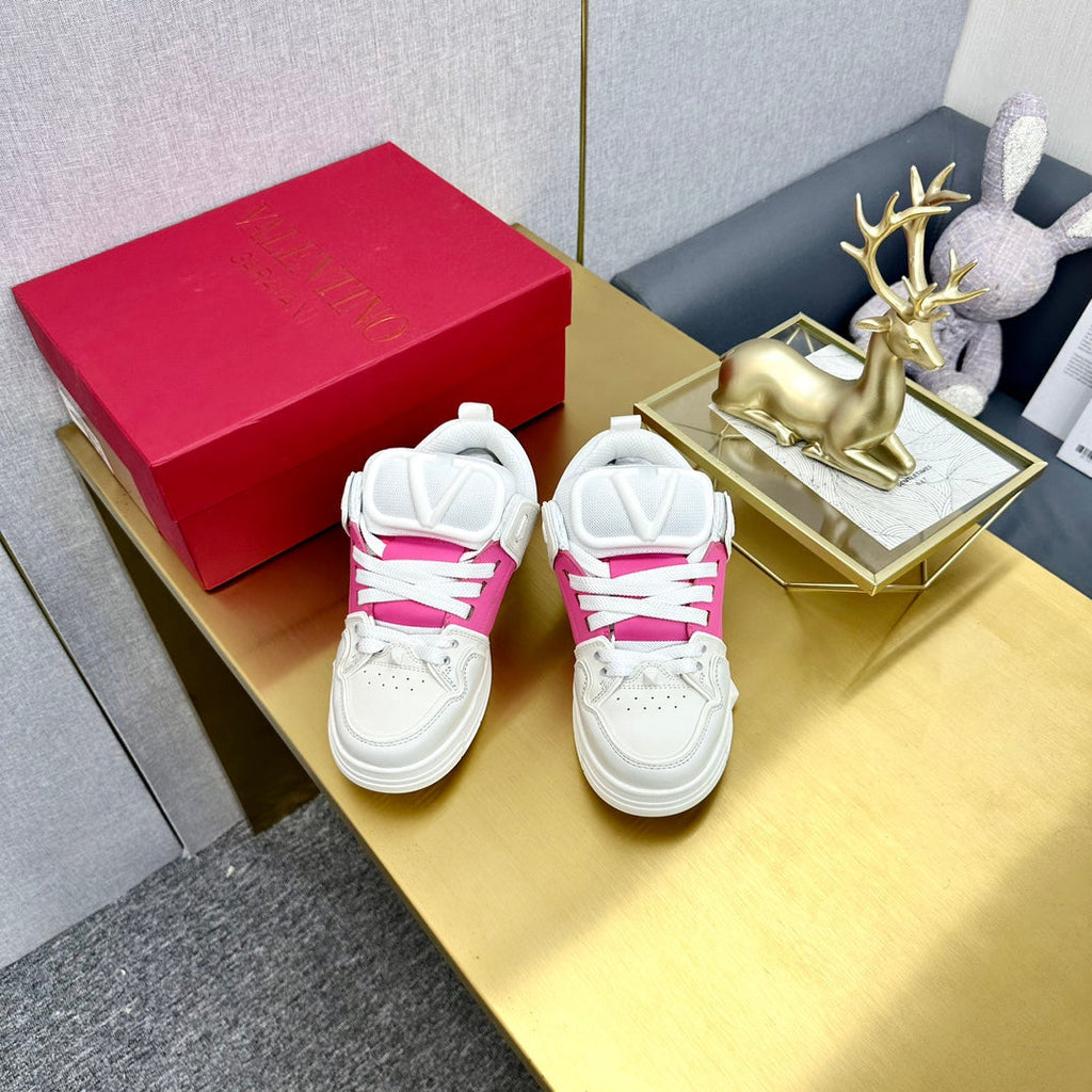 One Stud Sneaker Garavani Calfskin Fabric Pink White