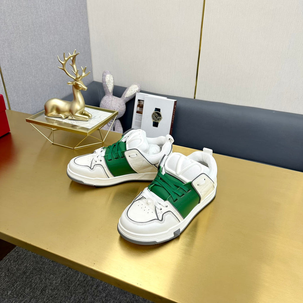 One Stud Sneaker Garavani Calfskin Fabric Green White