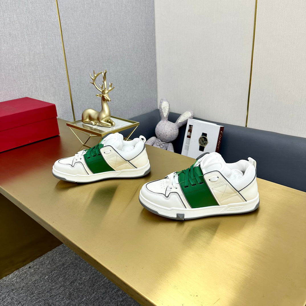 One Stud Sneaker Garavani Calfskin Fabric Green White