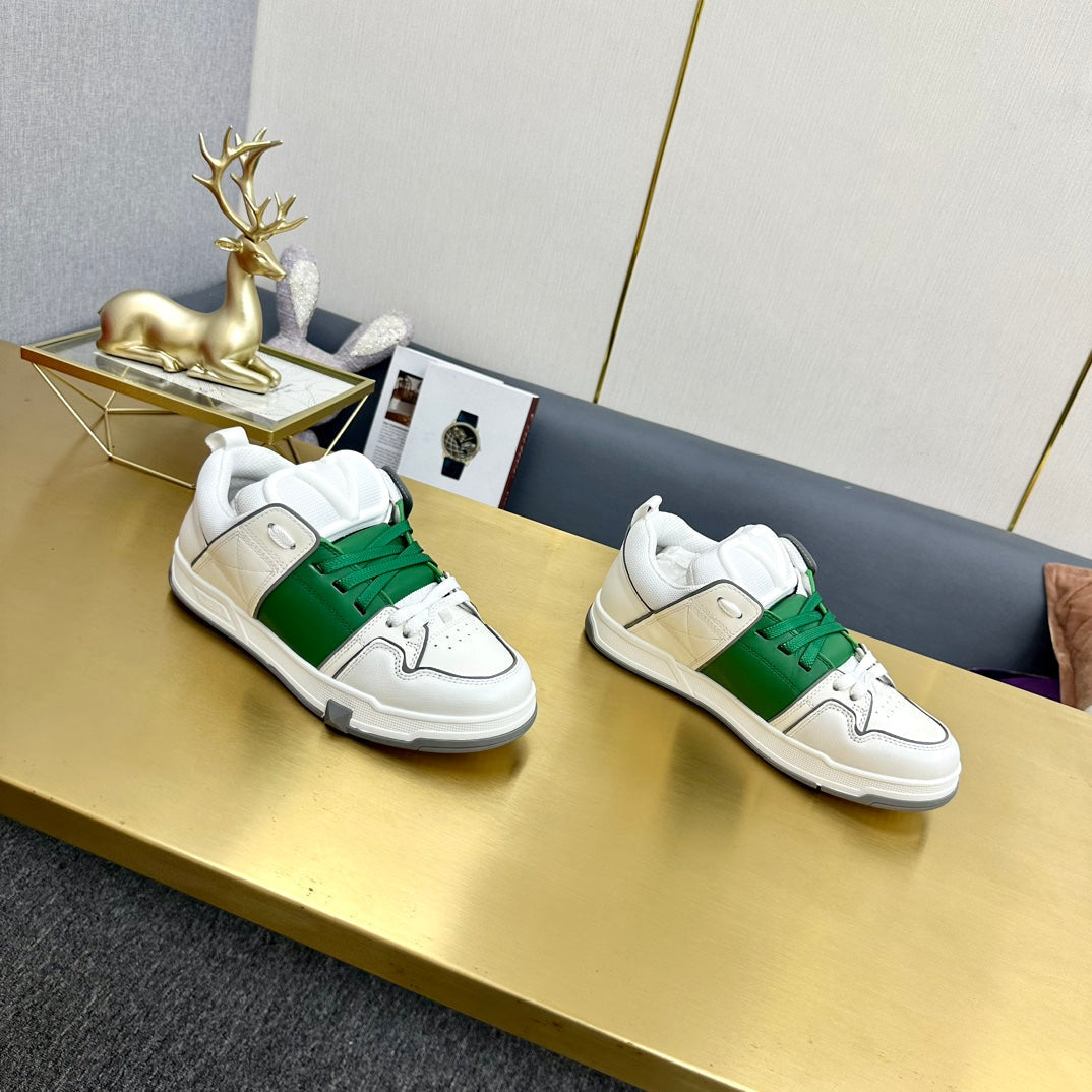 One Stud Sneaker Garavani Calfskin Fabric Green White