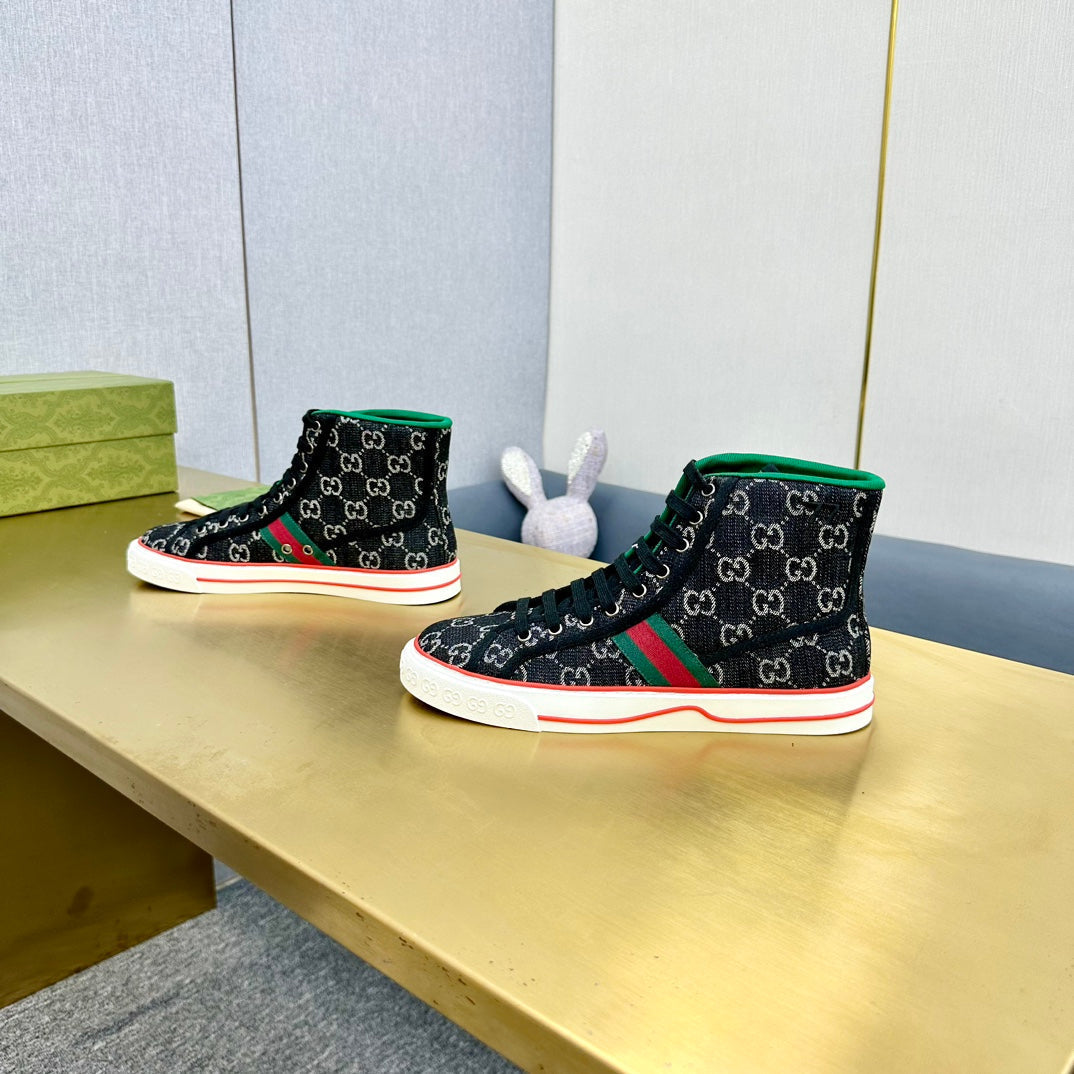 GG TENNIS 1977 HIGH-TOP TRAINER BLACK CANVAS