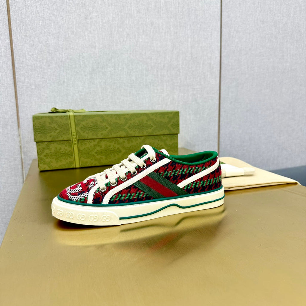 GG TENNIS 1977 TRAINER RED AND DARK GREEN CANVAS