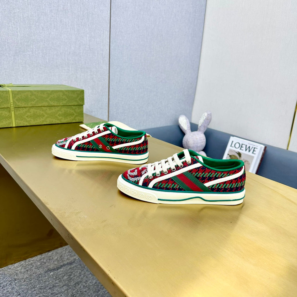 GG TENNIS 1977 TRAINER RED AND DARK GREEN CANVAS
