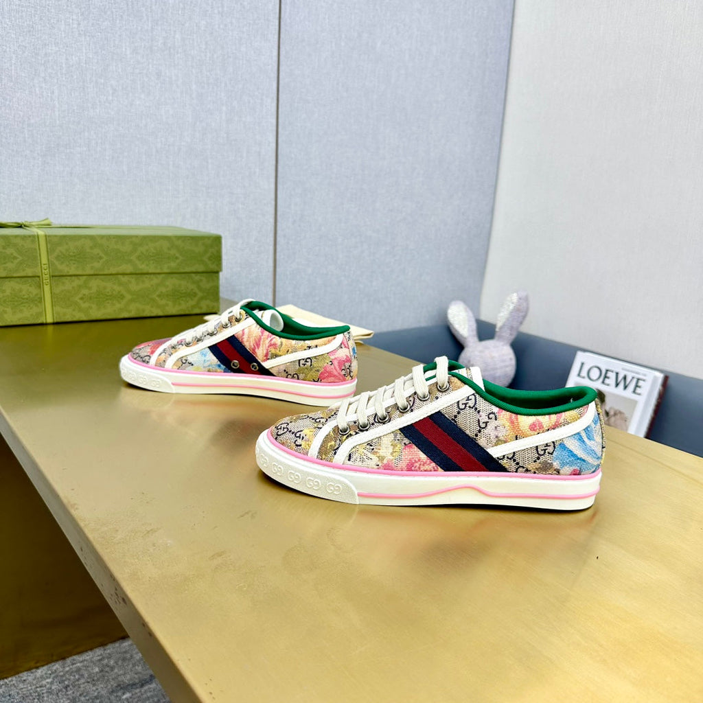 GG TENNIS 1977 TRAINER CANVAS WITH FLOWERS MOTIF