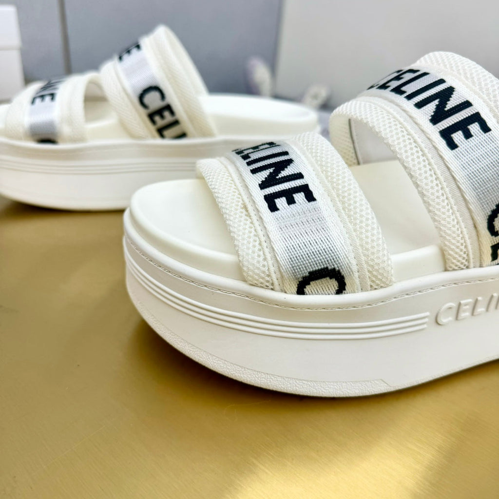 WHITE BLOCK SLIDE MESH NYLON AND TEXT WITH JACQUARD