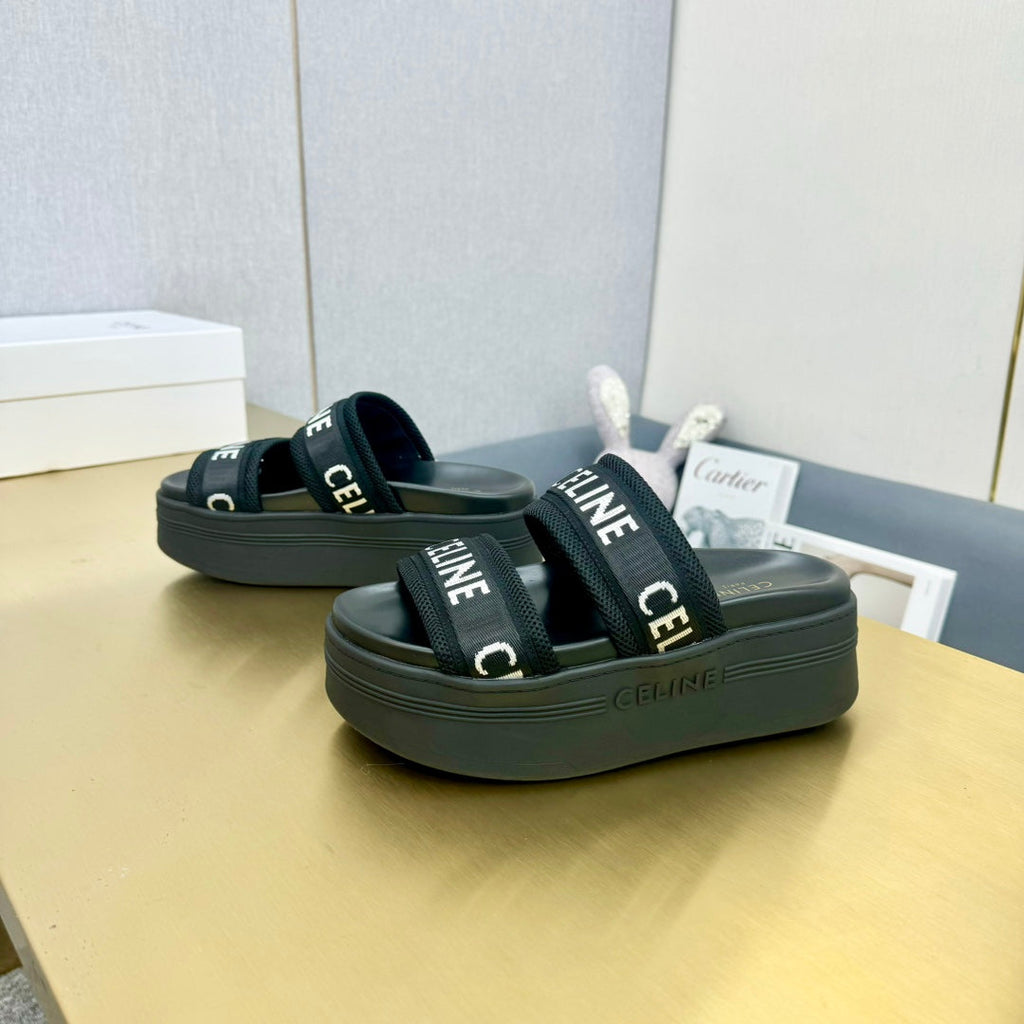 BLACK BLOCK SLIDE MESH NYLON AND TEXT WITH JACQUARD