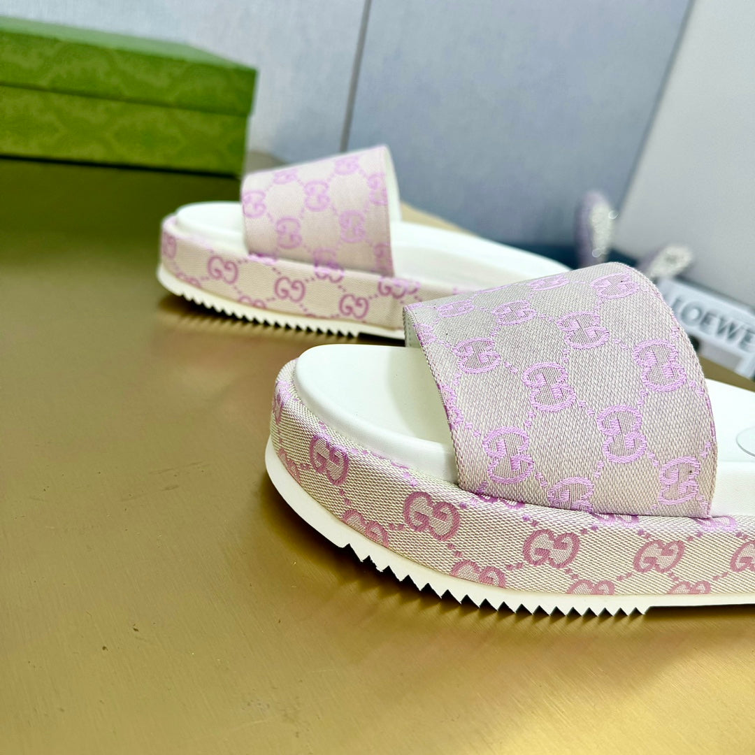 GG PLATFORM SLIDE SANDAL PASTEL PINK CANVAS