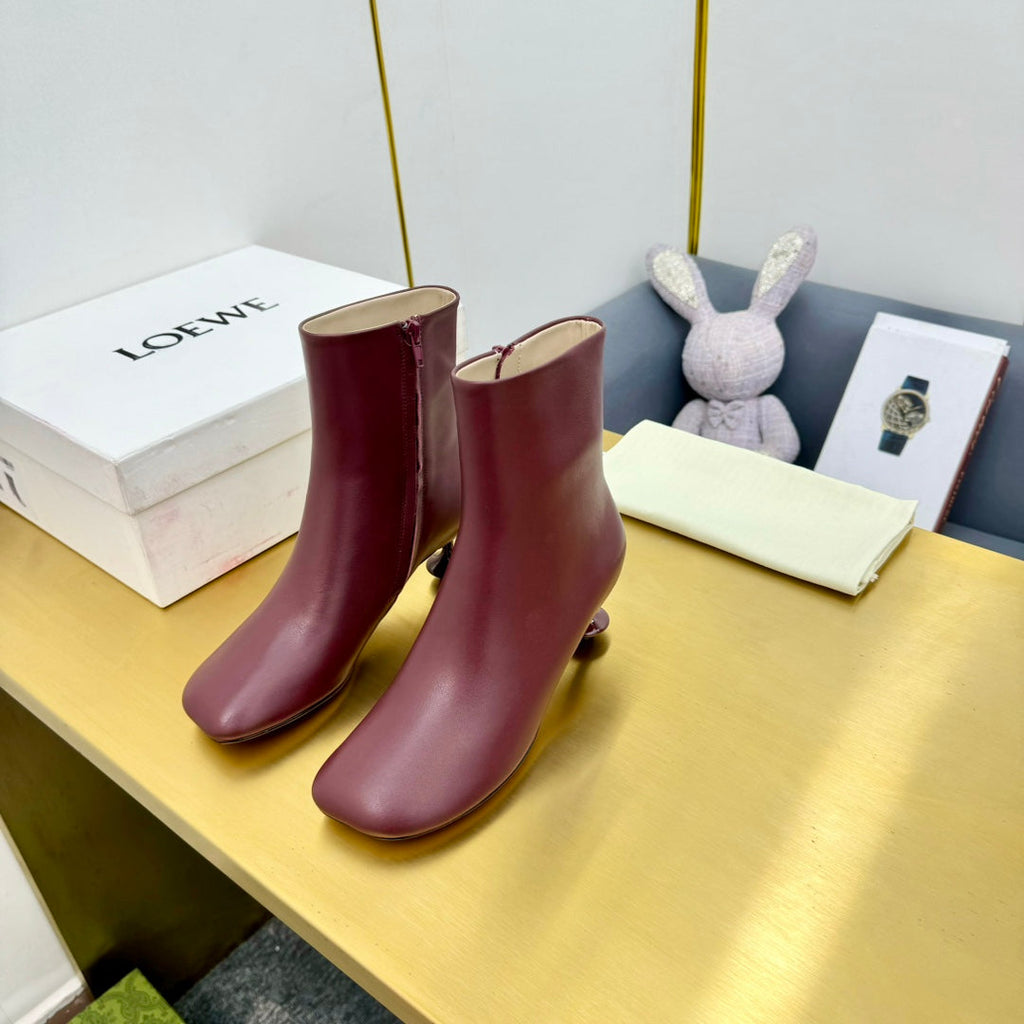 LW TOY ANKLE BOOTIE BURGUNDY NAPPA LAMBSKIN